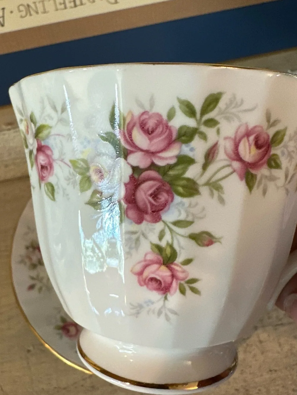 Duchess English Country Garden Pink Roses Fine Bone China Teacup Fluted Body